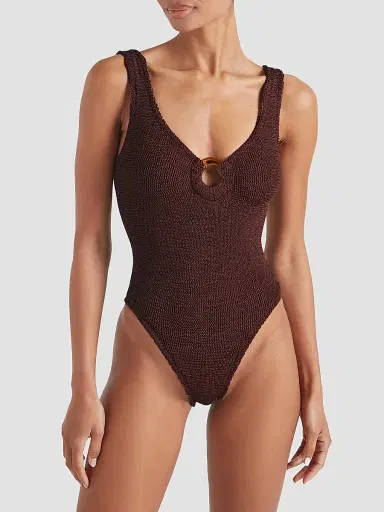 Hunza G Women's Celine Metallic One-Piece Swimsuit - Metallic Chocolate | Thumbnail 2 Hunza G Women's Celine Metallic One-Piece Swimsuit - Metallic Chocolate | Thumbnail 2