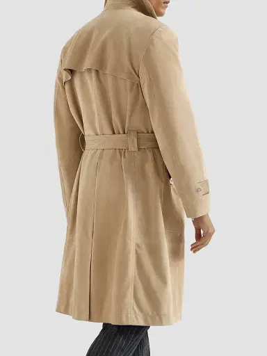 Brunello Cucinelli Men's Suede Motorcyle Trench with Nappa Leather Inserts - Sand | Thumbnail 4