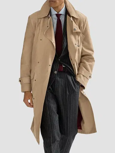 Brunello Cucinelli Men's Suede Motorcyle Trench with Nappa Leather Inserts - Sand | Thumbnail 5
