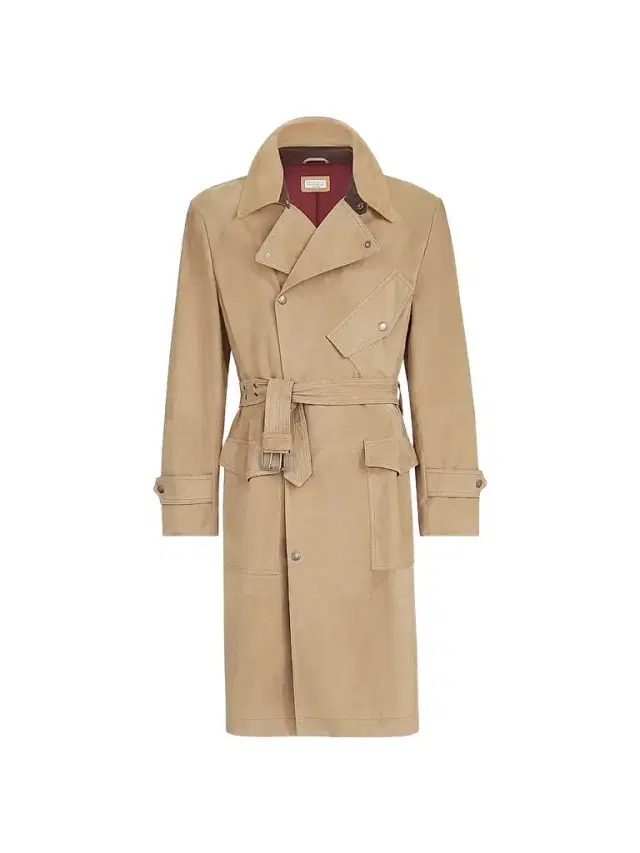 Brunello Cucinelli Men's Suede Motorcyle Trench with Nappa Leather Inserts - Sand
