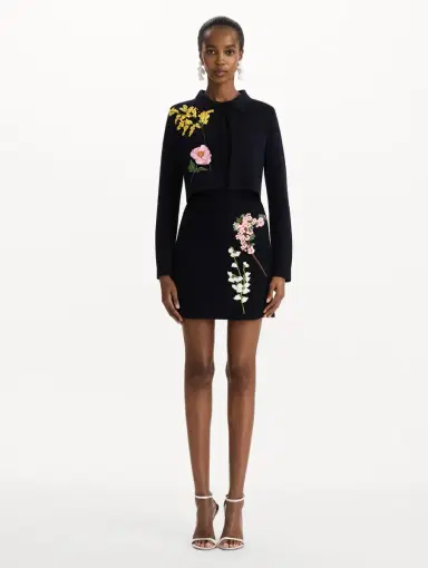 Oscar de la Renta Mixed Botanical Cropped Jacket | Thumbnail 3