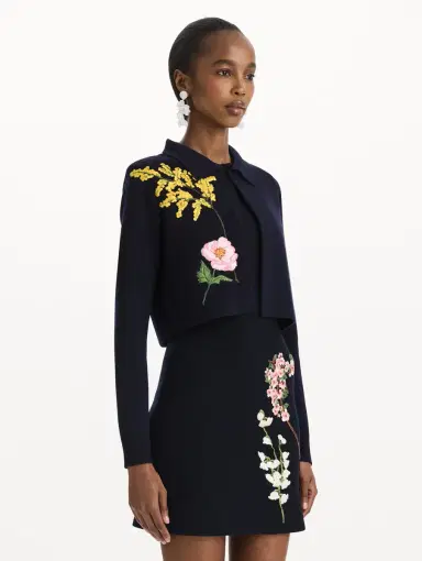 Oscar de la Renta Mixed Botanical Cropped Jacket | Thumbnail 4