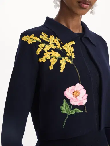 Oscar de la Renta Mixed Botanical Cropped Jacket | Thumbnail 5