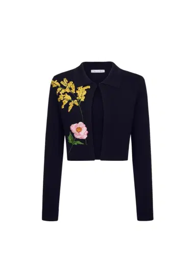 Oscar de la Renta Mixed Botanical Cropped Jacket | Thumbnail 1