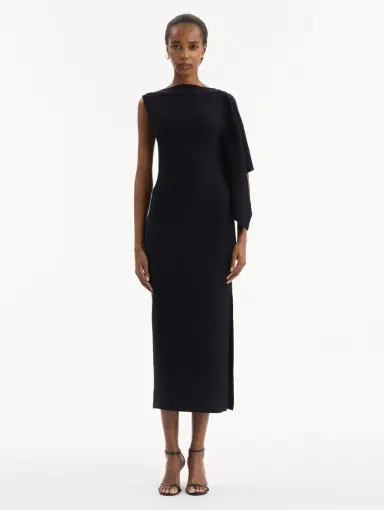 Oscar de la Renta Hibiscus Brooch Knit Dress | Thumbnail 2