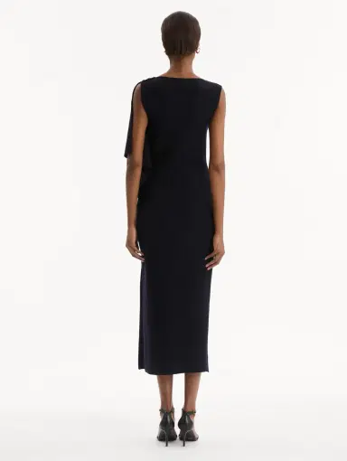 Oscar de la Renta Hibiscus Brooch Knit Dress | Thumbnail 3