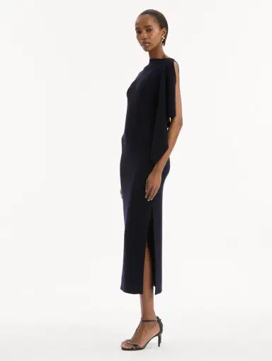 Oscar de la Renta Hibiscus Brooch Knit Dress | Thumbnail 4