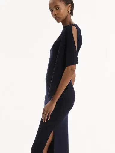 Oscar de la Renta Hibiscus Brooch Knit Dress | Thumbnail 5