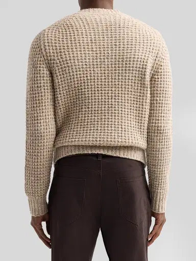Vince Men's Waffle Donegal V-Neck Sweater - Cahuenga Khaki | Thumbnail 3
