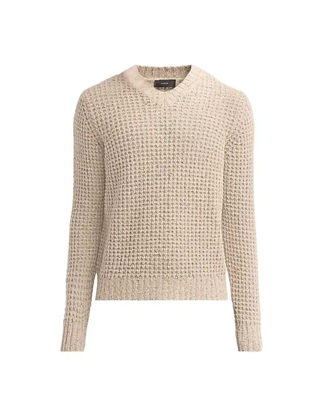 Vince Men's Waffle Donegal V-Neck Sweater - Cahuenga Khaki