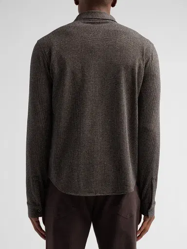Vince Men's Glend Plaid Cotton-Blend Shirt - Oatmeal Black | Thumbnail 3