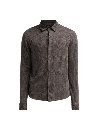 Vince Men's Glend Plaid Cotton-Blend Shirt - Oatmeal Black | Thumbnail 1