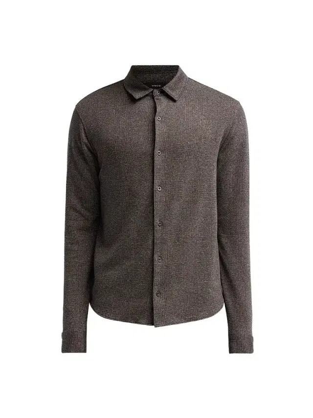 Vince Men's Glend Plaid Cotton-Blend Shirt - Oatmeal Black