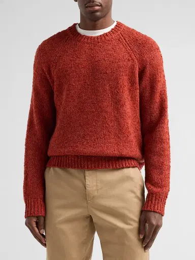 Vince Men's Bouclé Wool Raglan-Sleeve Crewneck Sweater - Dark Orange - Size XXL | Thumbnail 4 Vince Men's Bouclé Wool Raglan-Sleeve Crewneck Sweater - Dark Orange - Size XXL | Thumbnail 4