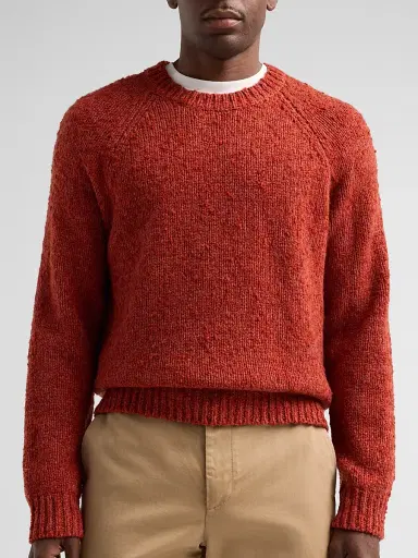Vince Men's Bouclé Wool Raglan-Sleeve Crewneck Sweater - Dark Orange - Size XXL | Thumbnail 5 Vince Men's Bouclé Wool Raglan-Sleeve Crewneck Sweater - Dark Orange - Size XXL | Thumbnail 5