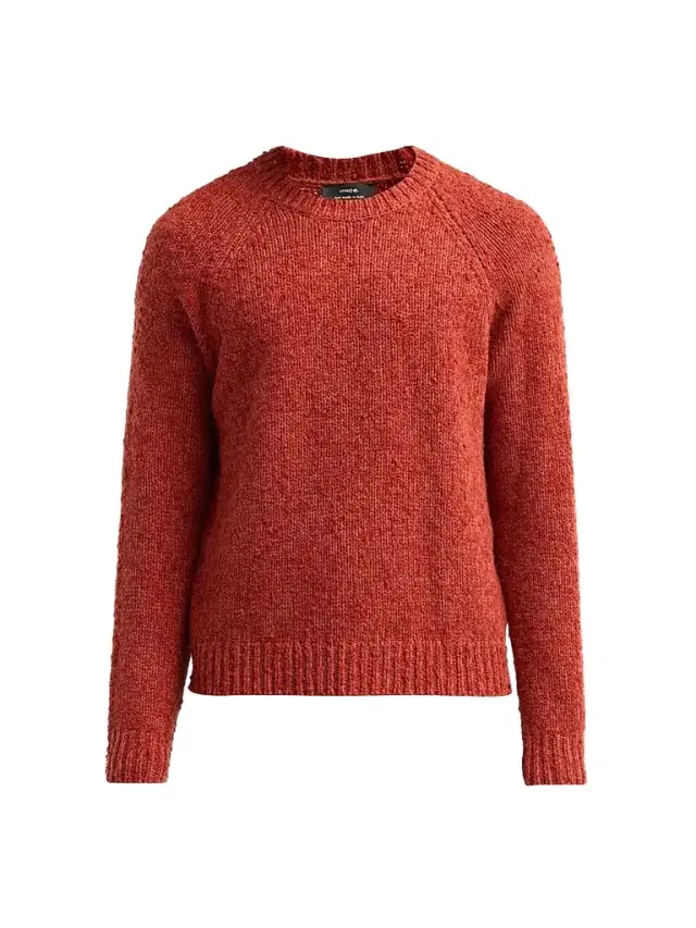 Vince Men's Bouclé Wool Raglan-Sleeve Crewneck Sweater - Dark Orange