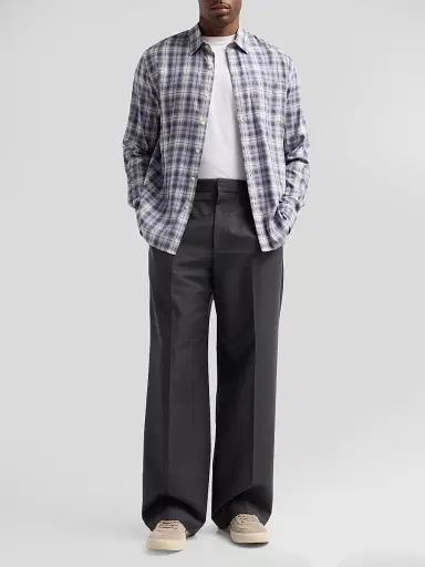 Vince Men's Exchange Plaid Cotton Shirt - Dark Lilac | Thumbnail 2