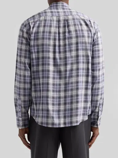 Vince Men's Exchange Plaid Cotton Shirt - Dark Lilac | Thumbnail 3