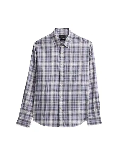 Vince Men's Exchange Plaid Cotton Shirt - Dark Lilac | Thumbnail 1