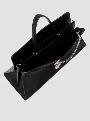 Alexander McQueen Women's Locke Leather Top Handle Bag - Black Silver | Thumbnail 4