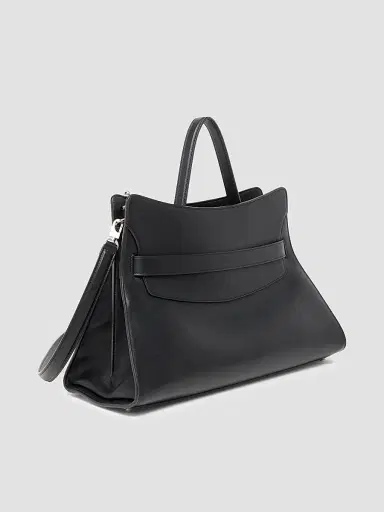 Alexander McQueen Women's Locke Leather Top Handle Bag - Black Silver | Thumbnail 6