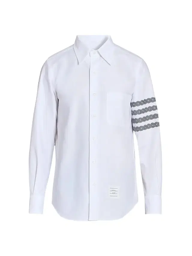 Thom Browne Men's Unraveling Cable 4-Bar Straight-Fit Oxford Shirt - White