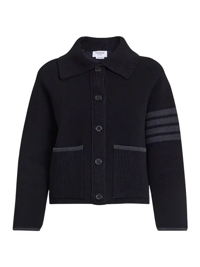 Thom Browne Women's -Bar Stripe Cotton Pique Hybrid Polo Jacket - Black
