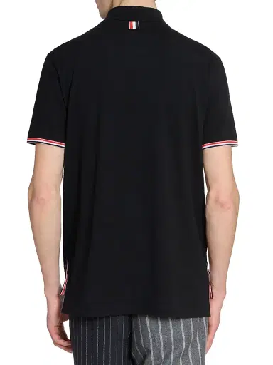Thom Browne Men's RWB Tipping Wool Jersey Polo Shirt - Black | Thumbnail 5