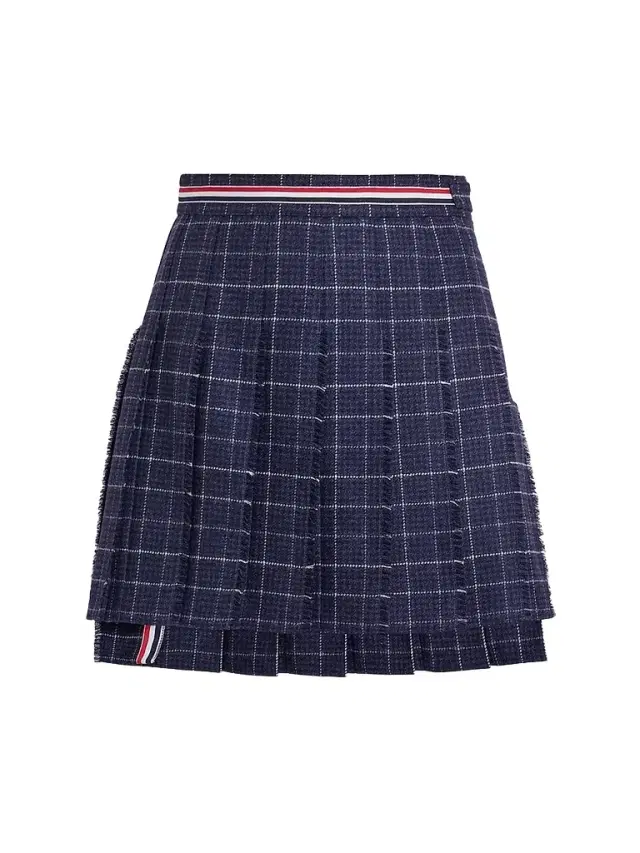 Thom Browne Women's Windowpane Houndstooth Wool Miniskirt - Navy