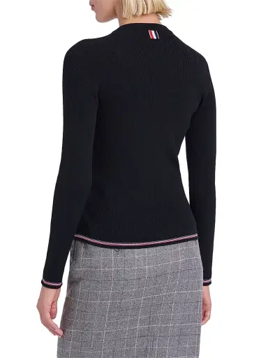 Thom Browne Women's RWB Rib-Stitch Wool Cardigan - Black | Thumbnail 5 Thom Browne Women's RWB Rib-Stitch Wool Cardigan - Black | Thumbnail 5