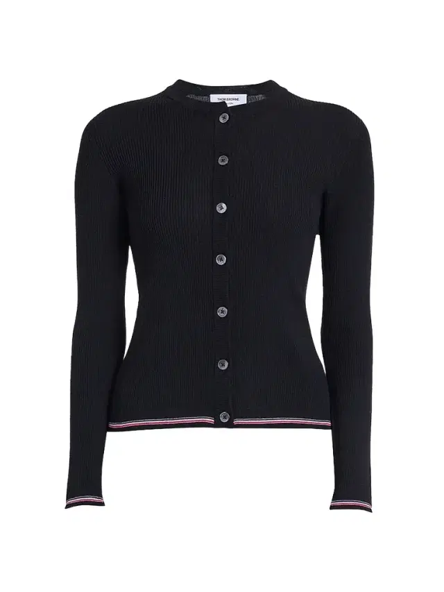 Thom Browne Women's RWB Rib-Stitch Wool Cardigan - Black