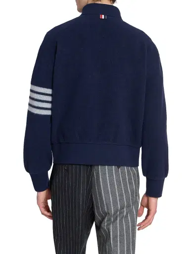 Thom Browne Men's Wool Fleece Collared Jacket - Navy - Size XL | Thumbnail 5 Thom Browne Men's Wool Fleece Collared Jacket - Navy - Size XL | Thumbnail 5