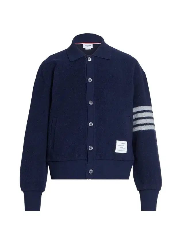 Thom Browne Men's Wool Fleece Collared Jacket - Navy