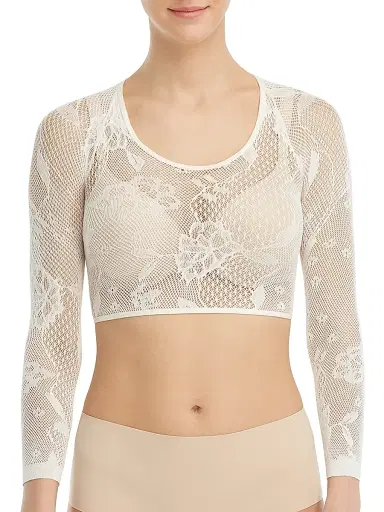 Spanx Women's Embroidered Lace Arm Tights - Soft White - Size Medium | Thumbnail 2