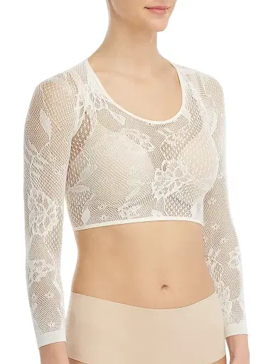 Spanx Women's Embroidered Lace Arm Tights - Soft White - Size Medium | Thumbnail 4