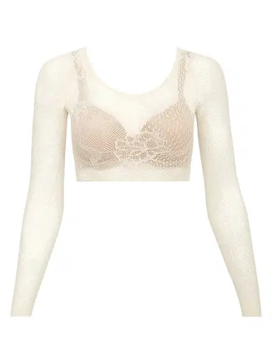 Spanx Women's Embroidered Lace Arm Tights - Soft White - Size Medium | Thumbnail 1