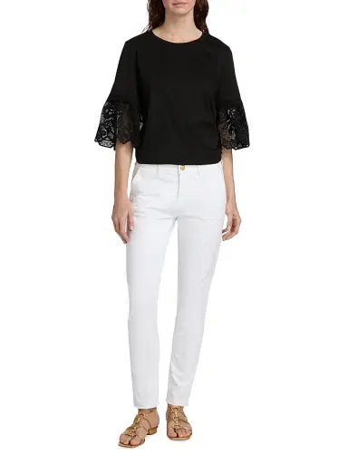 Kobi Halperin Women's Amanda Lace-Trimmed Cotton T-Shirt | Thumbnail 2 Kobi Halperin Women's Amanda Lace-Trimmed Cotton T-Shirt | Thumbnail 2