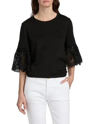 Kobi Halperin Women's Amanda Lace-Trimmed Cotton T-Shirt | Thumbnail 3 Kobi Halperin Women's Amanda Lace-Trimmed Cotton T-Shirt | Thumbnail 3