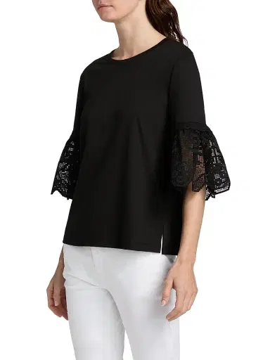 Kobi Halperin Women's Amanda Lace-Trimmed Cotton T-Shirt | Thumbnail 4 Kobi Halperin Women's Amanda Lace-Trimmed Cotton T-Shirt | Thumbnail 4
