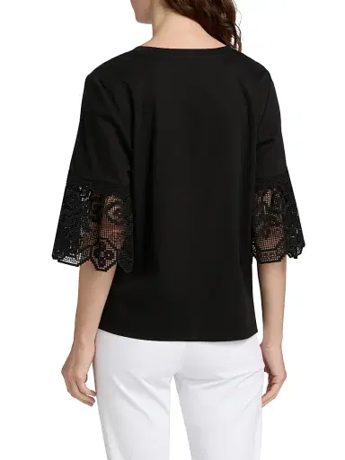 Kobi Halperin Women's Amanda Lace-Trimmed Cotton T-Shirt | Thumbnail 5 Kobi Halperin Women's Amanda Lace-Trimmed Cotton T-Shirt | Thumbnail 5