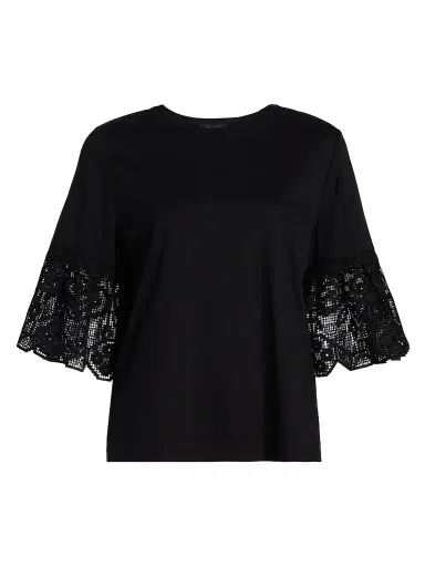 Kobi Halperin Women's Amanda Lace-Trimmed Cotton T-Shirt | Thumbnail 1 Kobi Halperin Women's Amanda Lace-Trimmed Cotton T-Shirt | Thumbnail 1