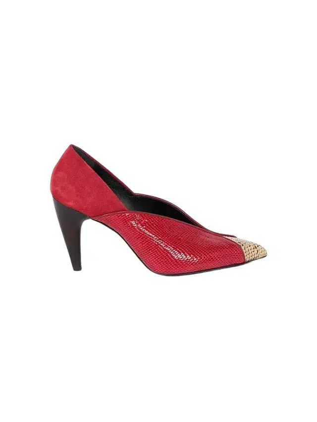 Isabel Marant Women's Luza 90MM Leather-Velvet Pumps - Scarlet Red Sahara