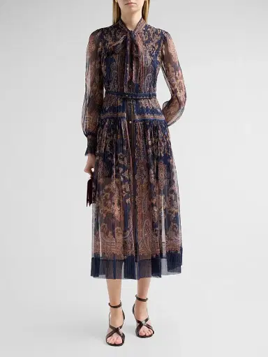Self-Portrait Women's Printed Georgette Midi Dress | Thumbnail 2 Self-Portrait Women's Printed Georgette Midi Dress | Thumbnail 2
