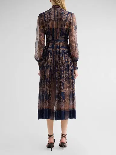Self-Portrait Women's Printed Georgette Midi Dress | Thumbnail 3 Self-Portrait Women's Printed Georgette Midi Dress | Thumbnail 3