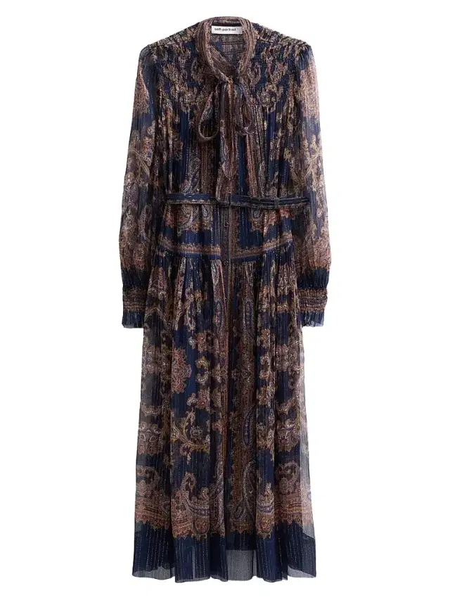 Self-Portrait Women's Printed Georgette Midi Dress - Navy