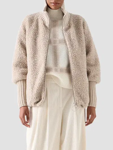 Akris punto Women's Bouclé Fleece Relaxed-Fit Coat - Oat | Thumbnail 4 Akris punto Women's Bouclé Fleece Relaxed-Fit Coat - Oat | Thumbnail 4