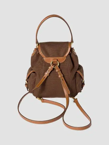 Miu Miu Women's Canvas and Leather Backpack - Brown | Thumbnail 4