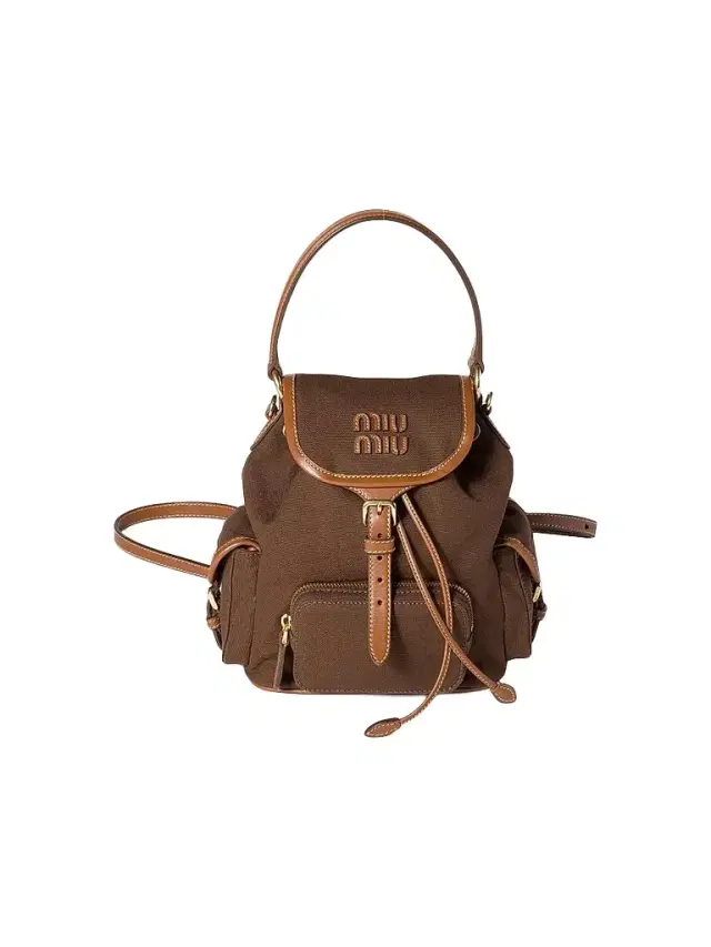Miu Miu Women's Canvas and Leather Backpack - Brown