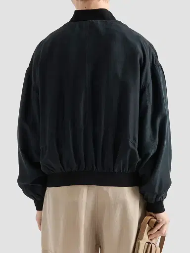 Prada Men's Silk Bomber Jacket - Black | Thumbnail 3