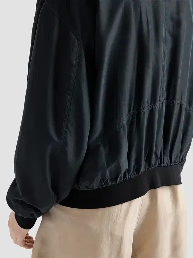Prada Men's Silk Bomber Jacket - Black | Thumbnail 6